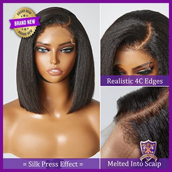 10 Inch Short Bob Human Hair Wig Glueless Lace Front Natural Hairline main image 6
